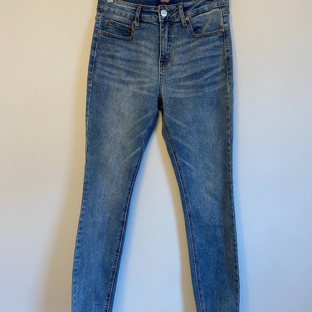 Cavalli Class Skinny Jeans – Size 28, Light Wash, Raw Hem